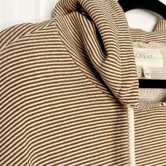 THE GREAT The Teammate Oversized Hoodie in Micro Cider Stripe Size 2 / Medium - Picture 5 of 8